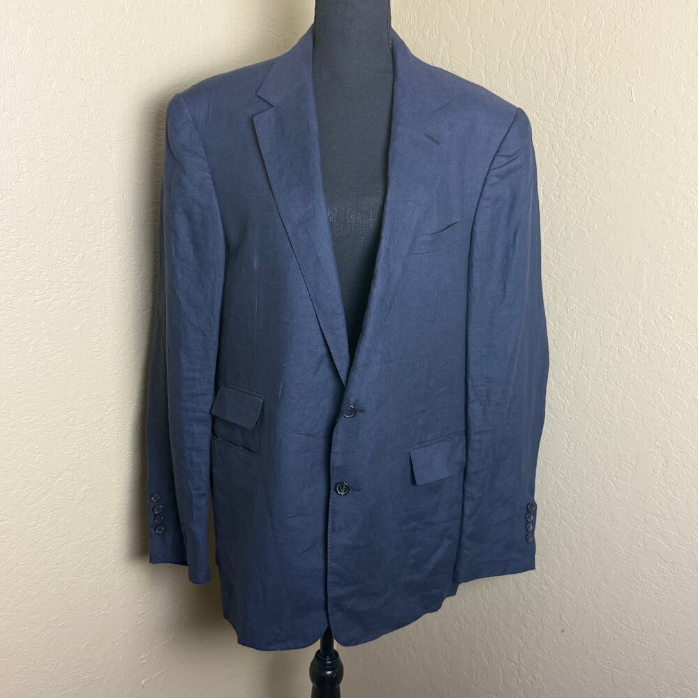 Ralph Lauren Purple Label Blazer 44R Navy 100% Linen Italy Sport Coat